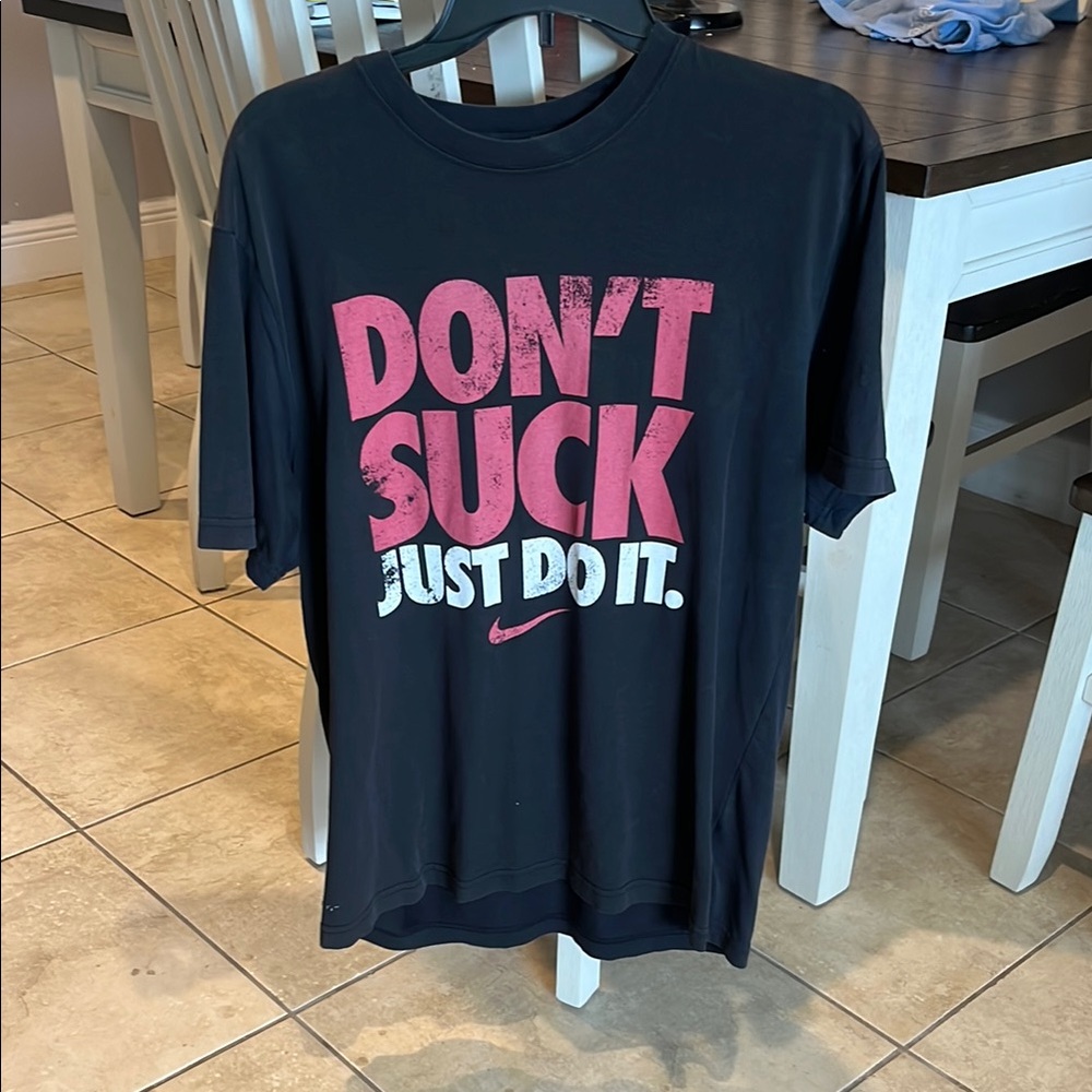 Nike Black Tee with Bold Pink Slogan